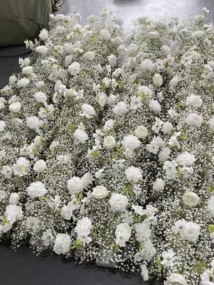 Artificial White  Rose Flower Row, Aisle Runner Floral Arrangement for Wedding Party Decor