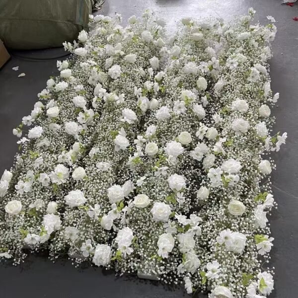 Artificial White  Rose Flower Row, Aisle Runner Floral Arrangement for Wedding Party Decor