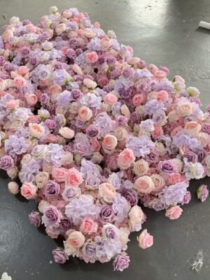 003 Pink Purple Mixed Artificial Rose Flower Row, Wedding Aisle Runner Floor Floral Arrangement for Party Event Decor