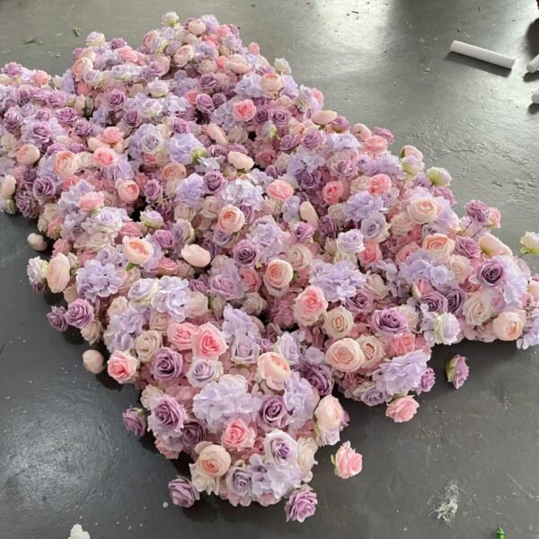 Pink Purple Mixed Artificial Rose Flower Row, Wedding Aisle Runner Floor Floral Arrangement for Party Event Decor