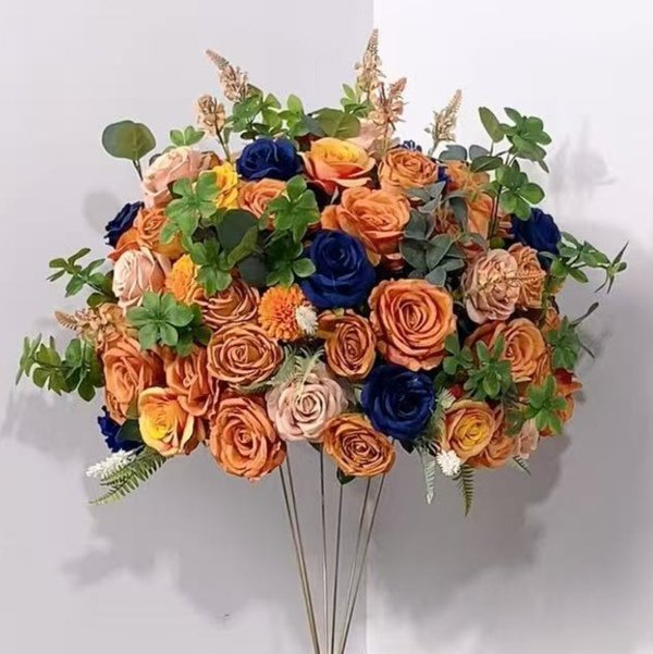 ScreenShot_2026-09-18_180622_152 Retro Orange Navy Blue Mixed Rose Table Centerpiece Flower, 60cm Diameter Artificial Wedding Table Decor, Base Not Included