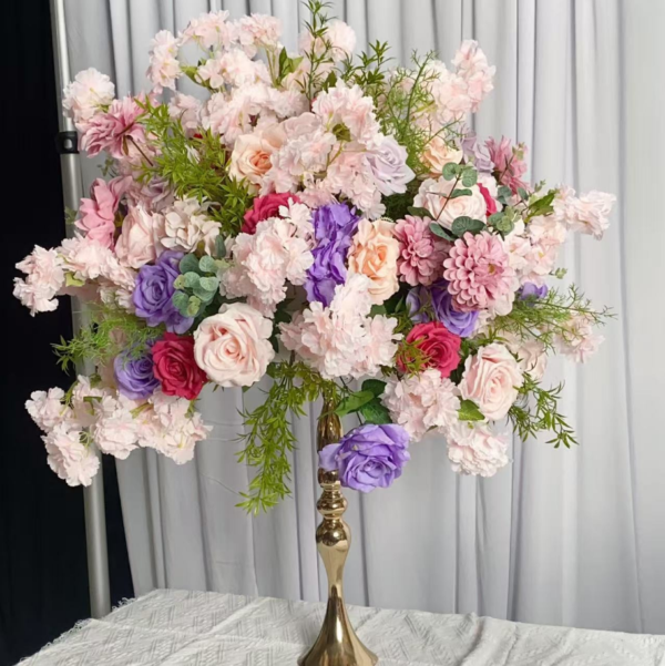 ScreenShot_2026-09-18_181344_390 Pastel Pink Purple Mixed Greenery Table Centerpiece Flower, 70cm Diameter Artificial Wedding Table Decor, Base Not Included