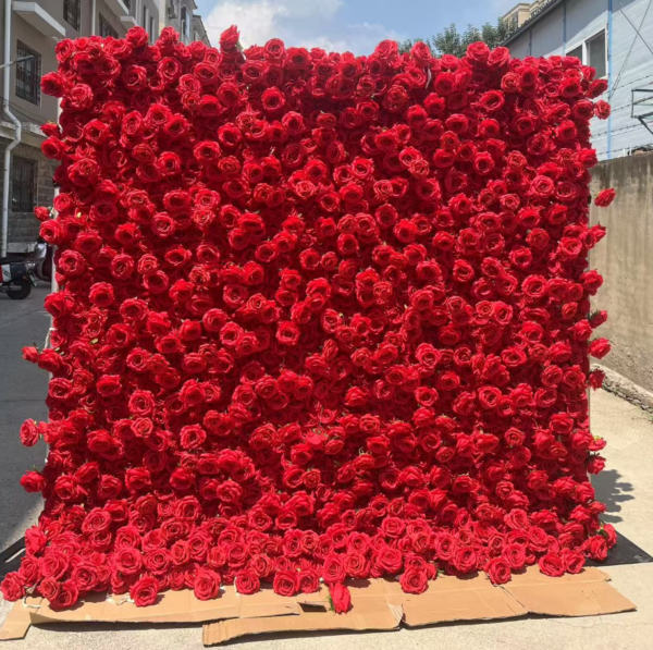 Red Rose Artificial Flower Wall | Wedding & Birthday Party Photo Backdrop, Sold Per Square Meter