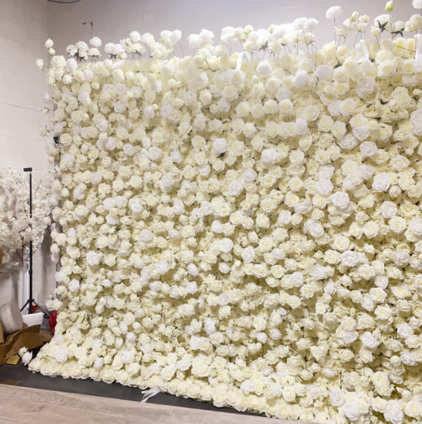 White Rose Artificial Flower Wall | Wedding & Birthday Party Photo Backdrop, Sold Per Square Meter