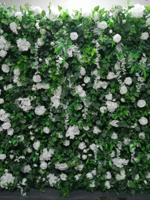 Lush Greenery & White Peony Silk Flower Wall | Wedding & Birthday Party Photo Backdrop, Sold Per Square Meter