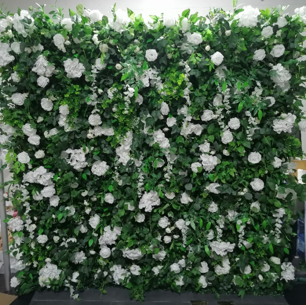 Lush Greenery & White Peony Silk Flower Wall | Wedding & Birthday Party Photo Backdrop, Sold Per Square Meter