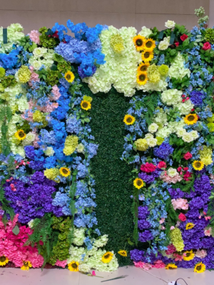 Colorful Mixed Sunflower Silk Flower Wall | Wedding & Birthday Party Photo Backdrop, Sold Per Square Meter