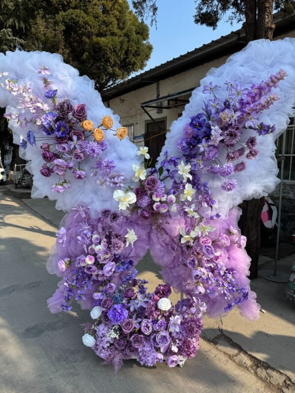 微信图片_20260921150819_11_154 Purple Butterfly Floral Installation 2.2m H x 1.8m W | Wedding & Birthday Party Backdrop Prop, Include Metal Frame, Tulle & Artificial Flowers
