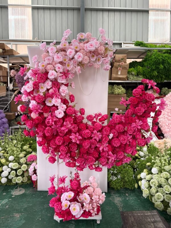 微信图片_20260921160218_29_154 Hot Pink & Light Pink Gradient Moon Shape Silk Floral Decor, 1.8M | Wedding & Birthday Party Backdrop, With Frame & Tulle