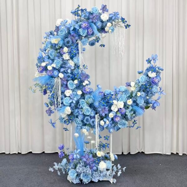 微信图片_20260921160222_31_154 Blue & White Moon Shape Silk Floral Decor, 1.8M | Wedding & Birthday Party Backdrop, With Frame & Tulle